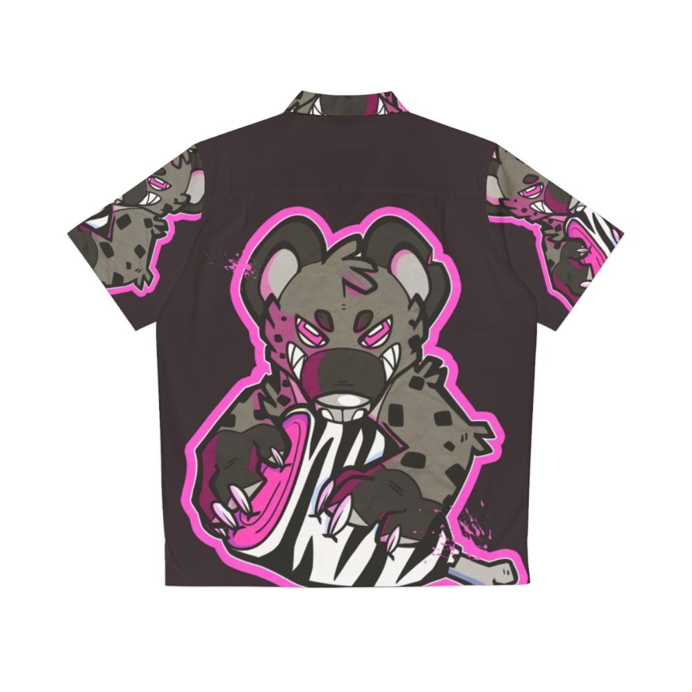 Hyena Meat Pink Hawaiian Shirt with Tropical Animal Print - Back