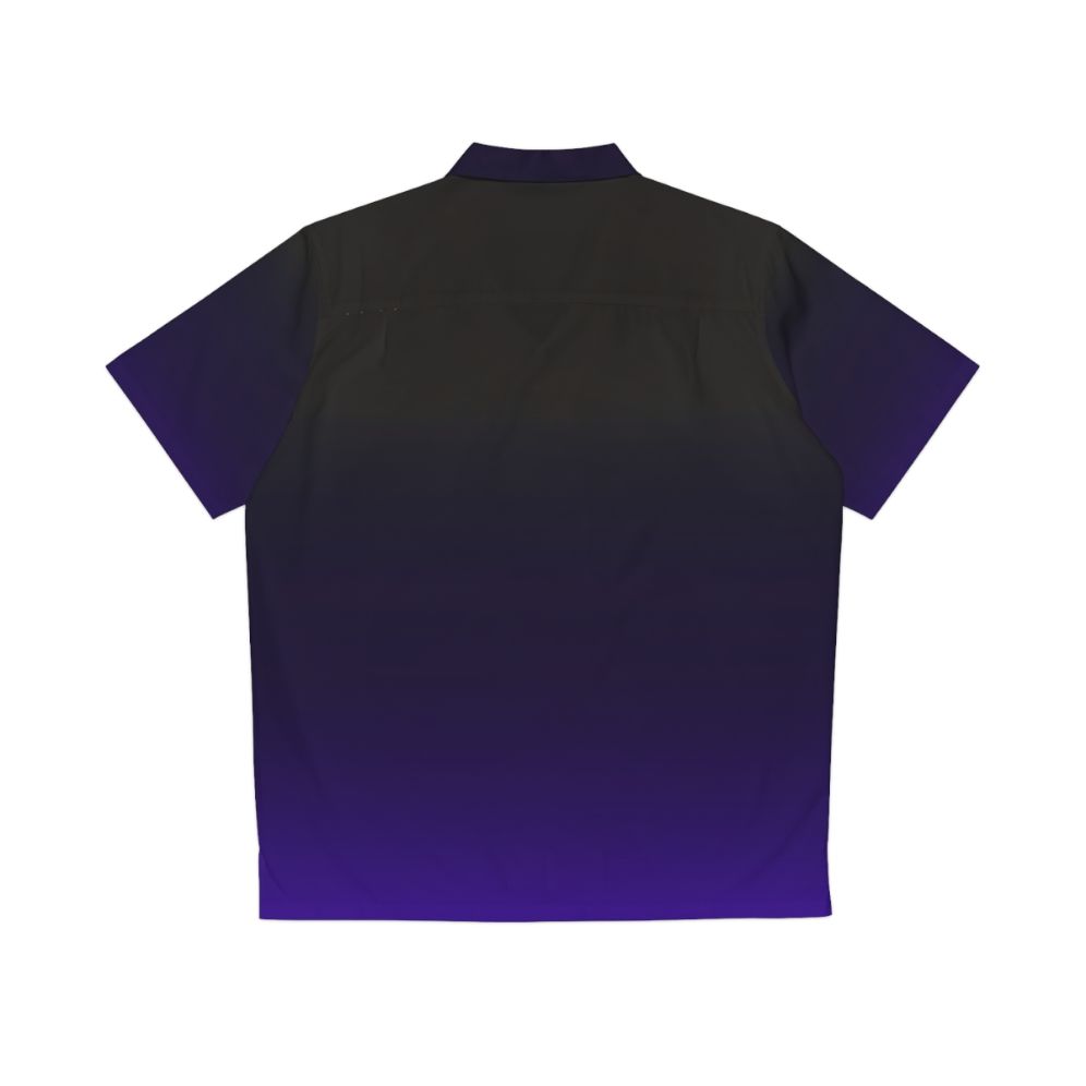 Black and purple gradient Hawaiian shirt with a minimalistic, celestial design - Back