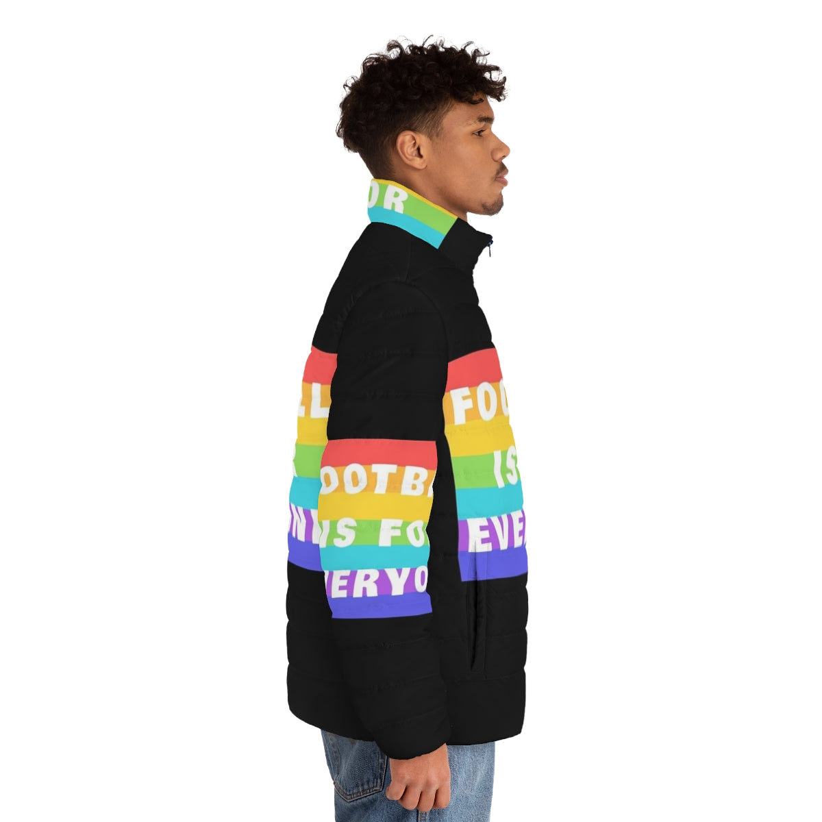 Football puffer jacket for all genders and identities - men side right