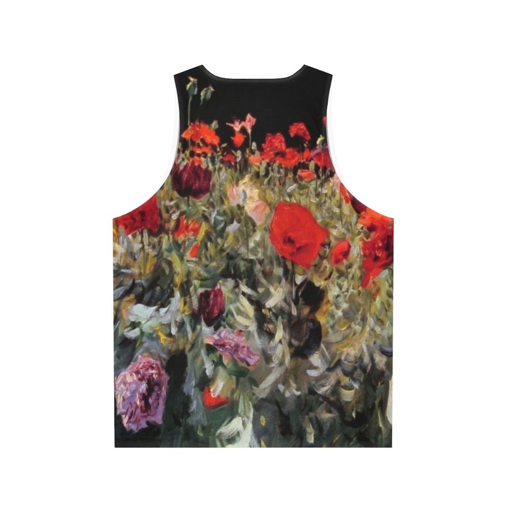 Unisex tank top featuring John Singer Sargent's Poppies painting - Back