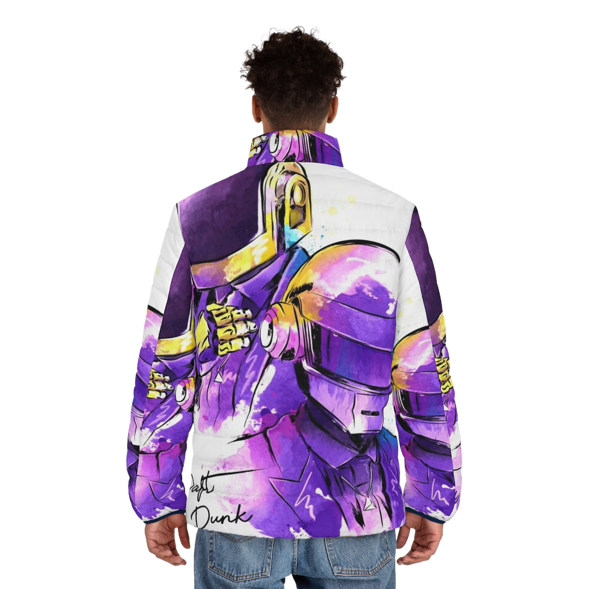 Daft Punk inspired puffer jacket with watercolor design - men back