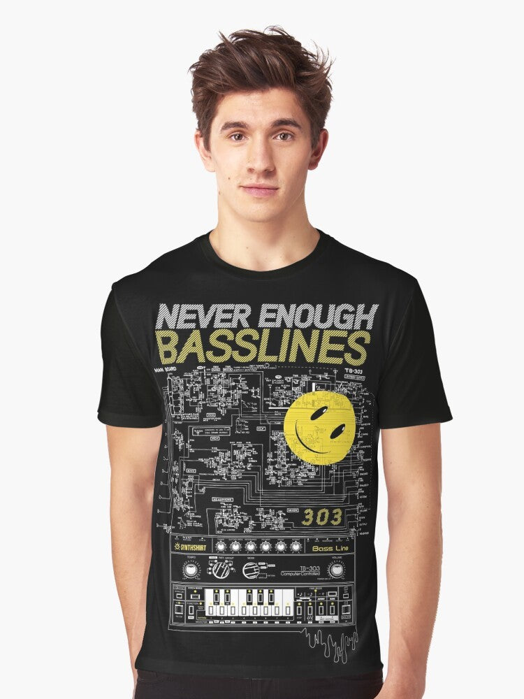 303 / Never Enough Basslines Graphic T-Shirt for electronic music and synth enthusiasts - Men