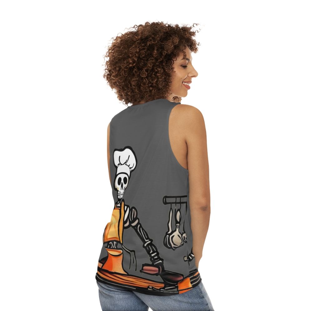 Skeleton Chef Unisex Graphic Tank Top - women back