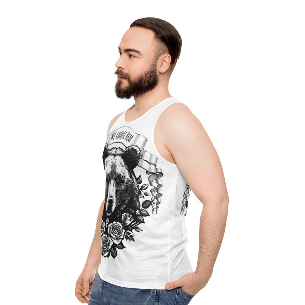 Unisex bear themed tank top for feminists - men side