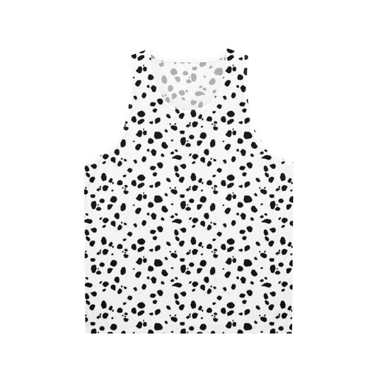 Dalmatian-inspired unisex tank top with a repetitive spotted pattern