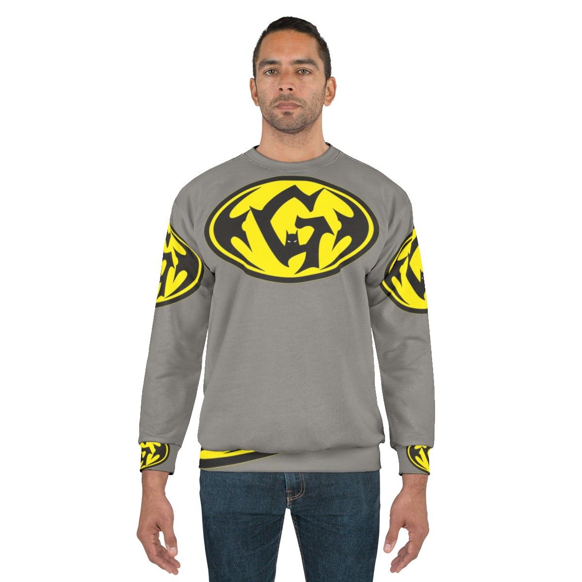 Bat letter sweatshirt with superhero alphabet design - men