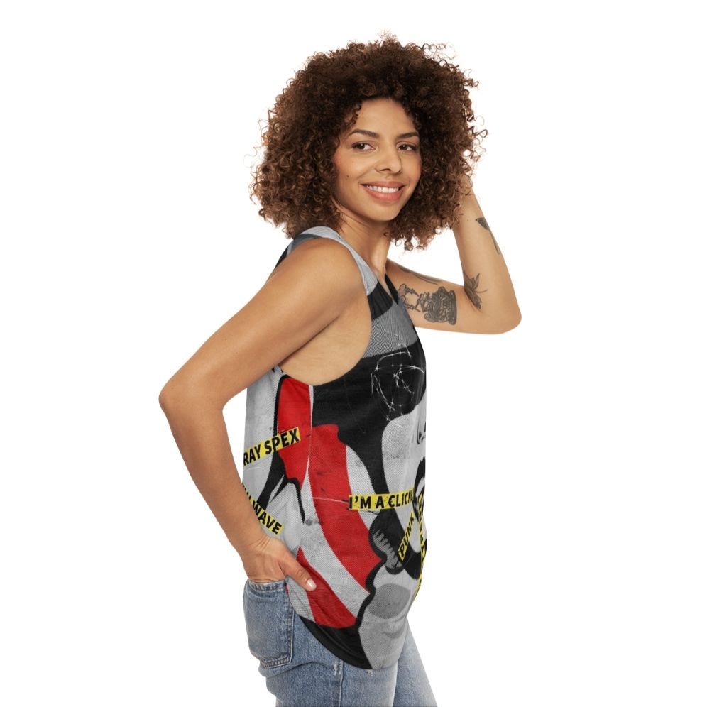 Punk women's tank top featuring punk rock icon Poly Styrene of X-Ray Spex - women side