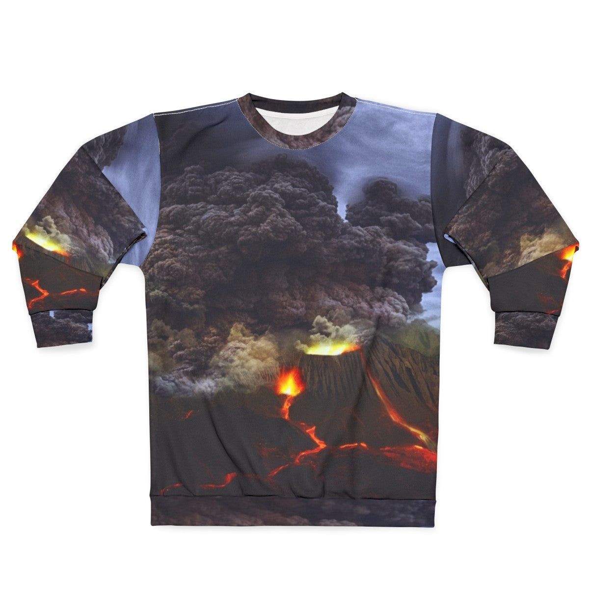 Volcano Erupting Sweatshirt with Volcanic Lava Eruption Landscape