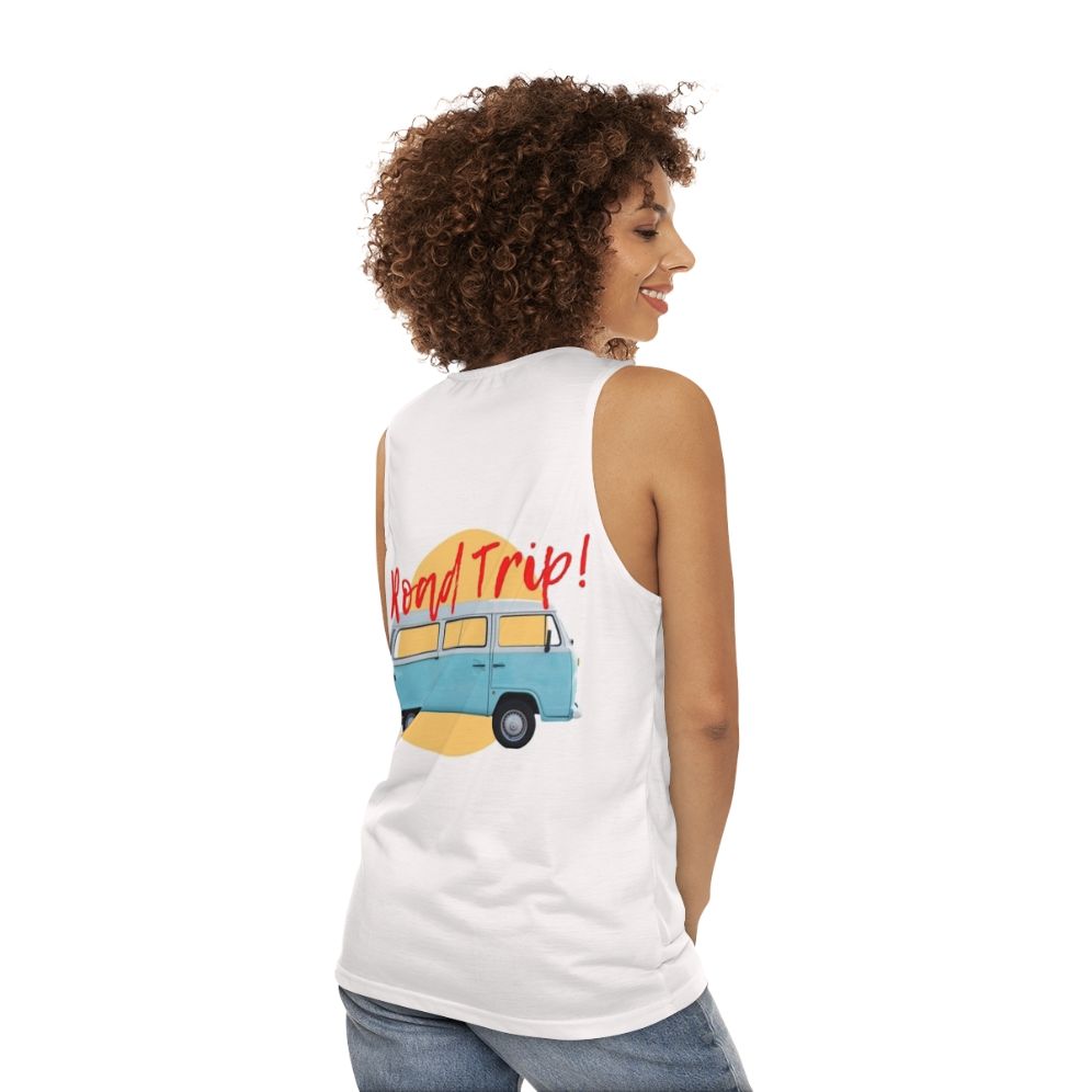 Vintage Classic Car Inspired Travel & Hobbies Unisex Tank Top - women back