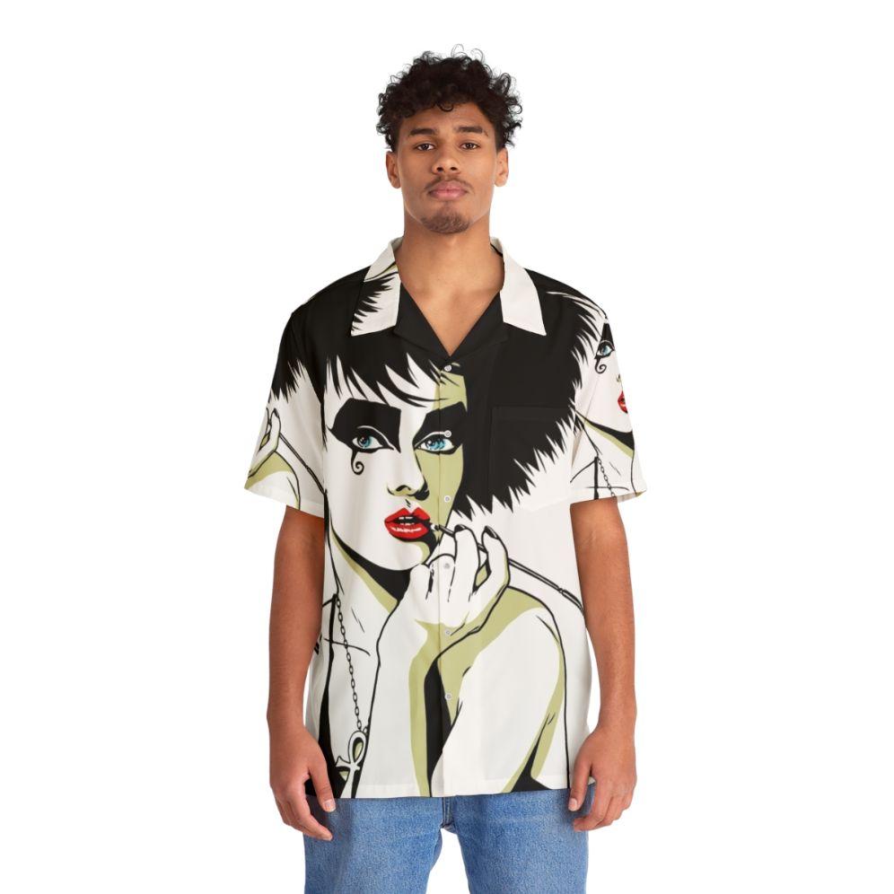 Goth Hawaiian Shirt with Vintage Punk Rock Style - People Front