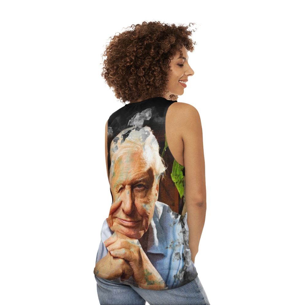 David Attenborough Watercolor Unisex Tank Top - women back