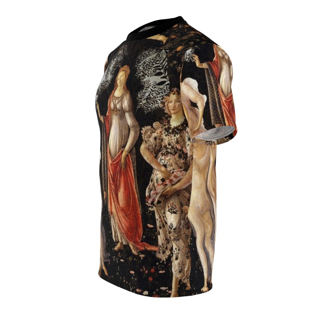 Sandro Botticelli inspired Primavera painting on a high-quality AOP t-shirt - men left