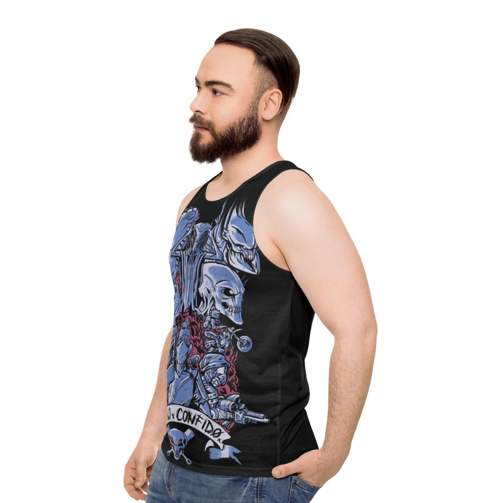 Tactical futuristic unisex tank top with XCOM inspired design - men side