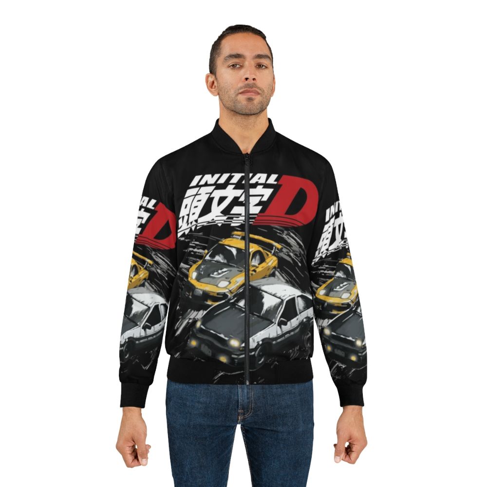 Initial D inspired bomber jacket featuring the Toyota AE86 Trueno and Mazda FD RX-7 for drifting enthusiasts - Lifestyle