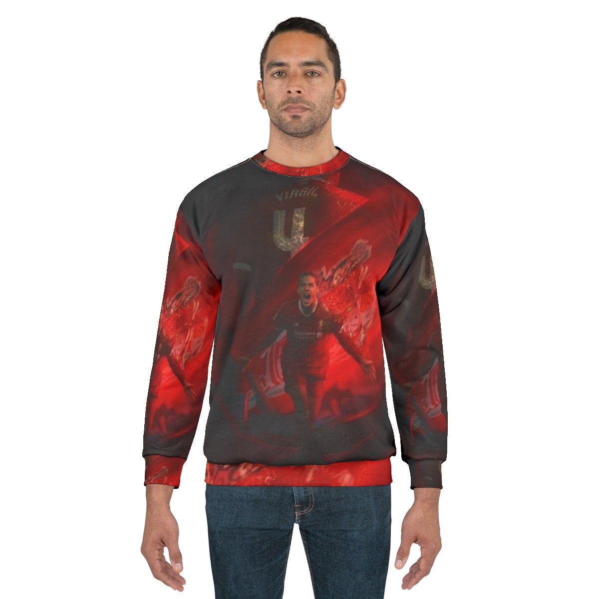 Illustration of Virgil Van Dijk on a Sweatshirt - men