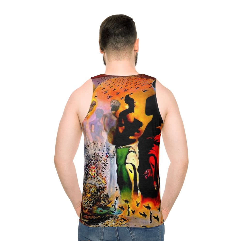 Vintage abstract surreal tank top with modern art inspired by Salvador Dali - men back