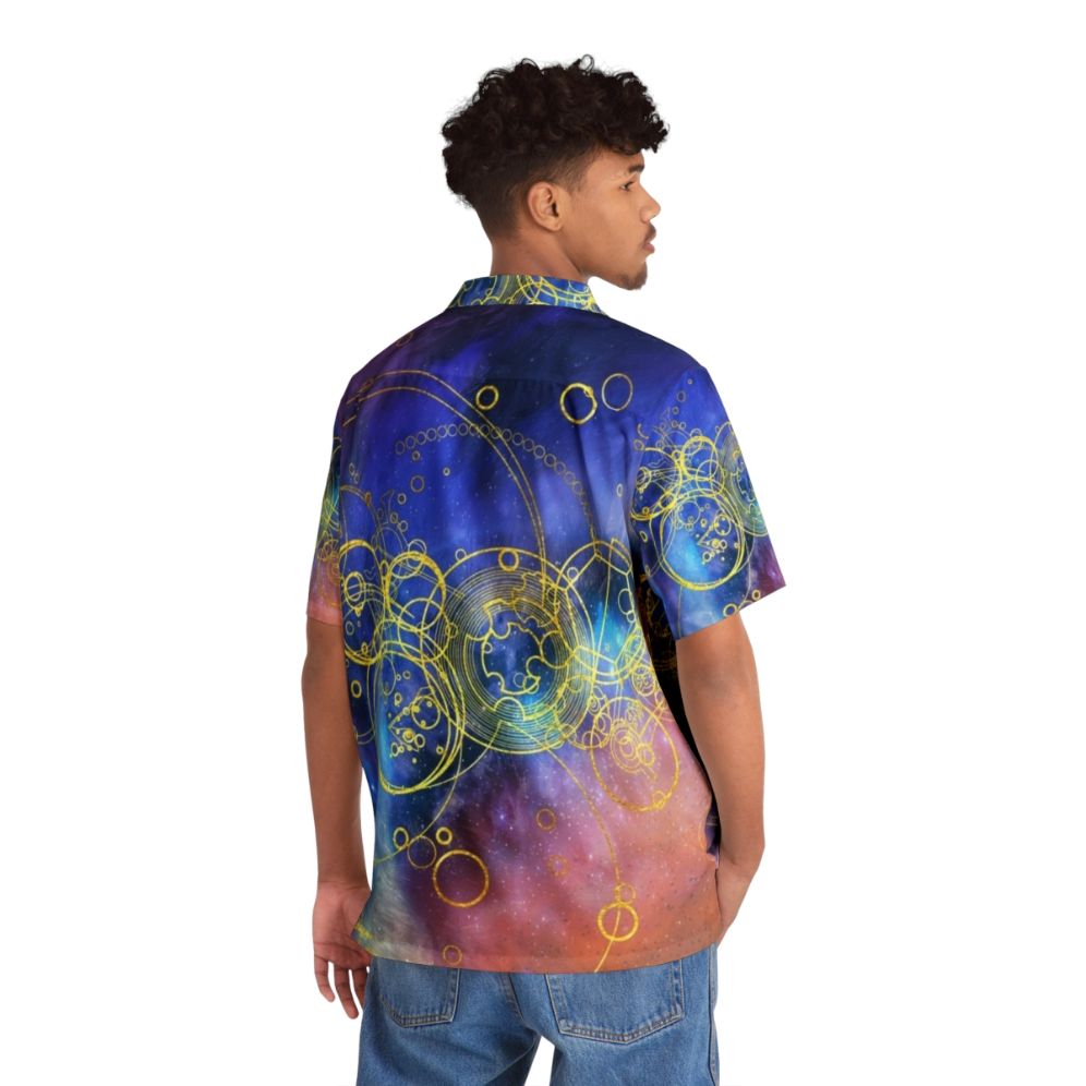 Time Lord Hawaiian Shirt Featuring Vortex Hues and Gallifreyan Motifs - People Back