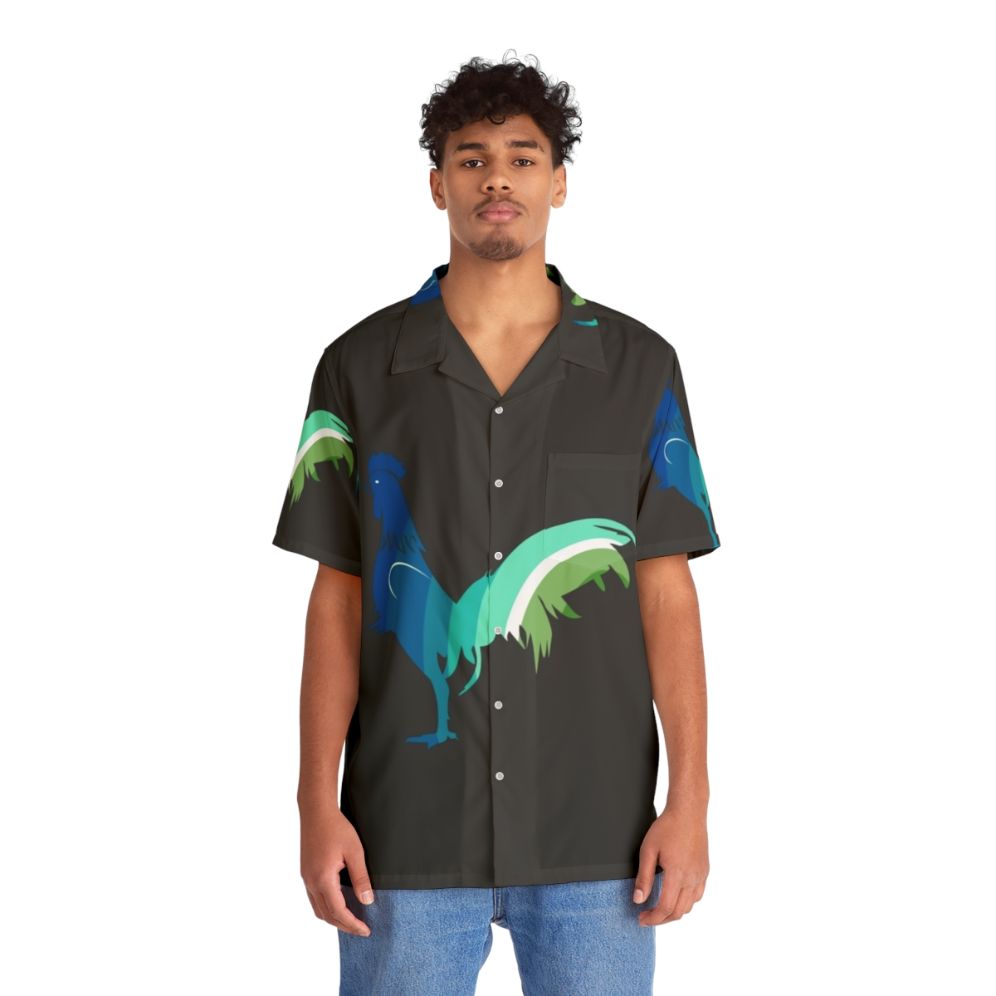 Cockerall Legendary Animals Hawaiian Shirt with Colorful Animal Print Design - People Front