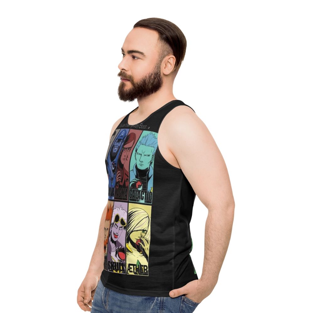 Unisex tank top with Pokemon-inspired team designs - men side