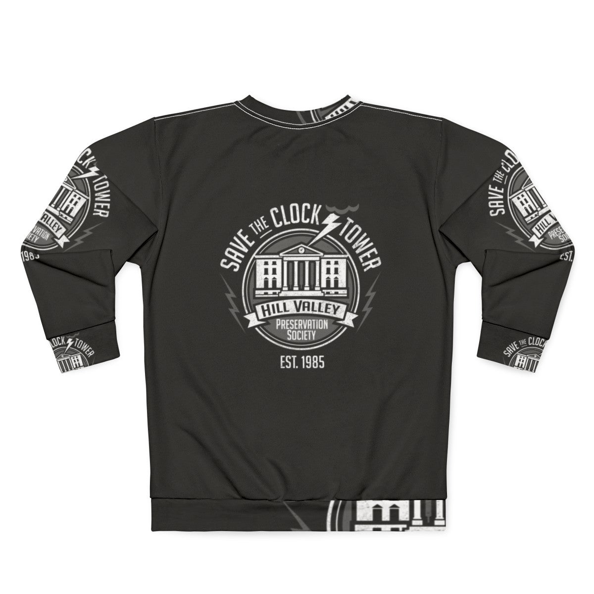 Save The Clock Tower BTTF Sweatshirt with Back To The Future Logo - Back