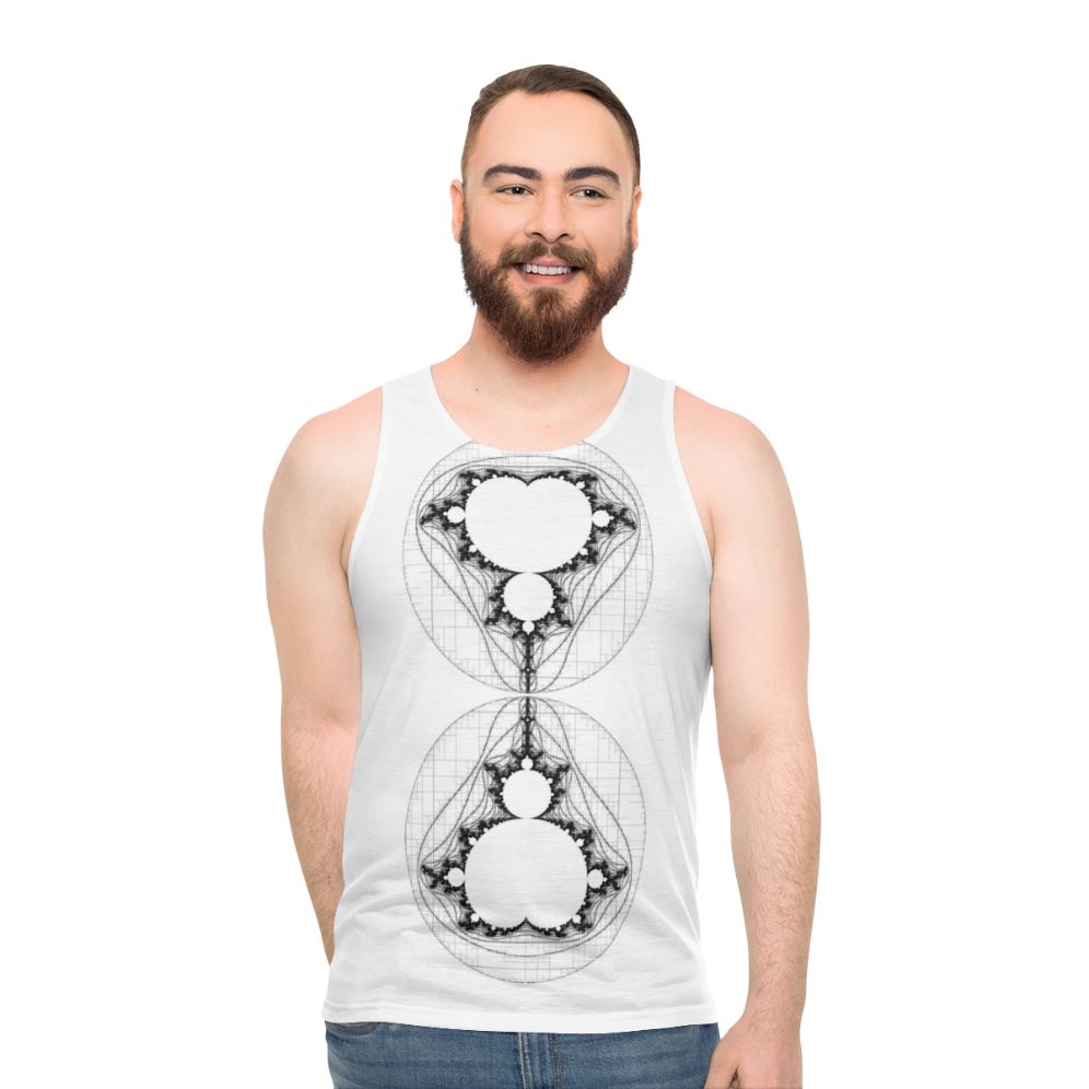 Monochrome Mandelbrot Fractal Unisex Tank Top - men