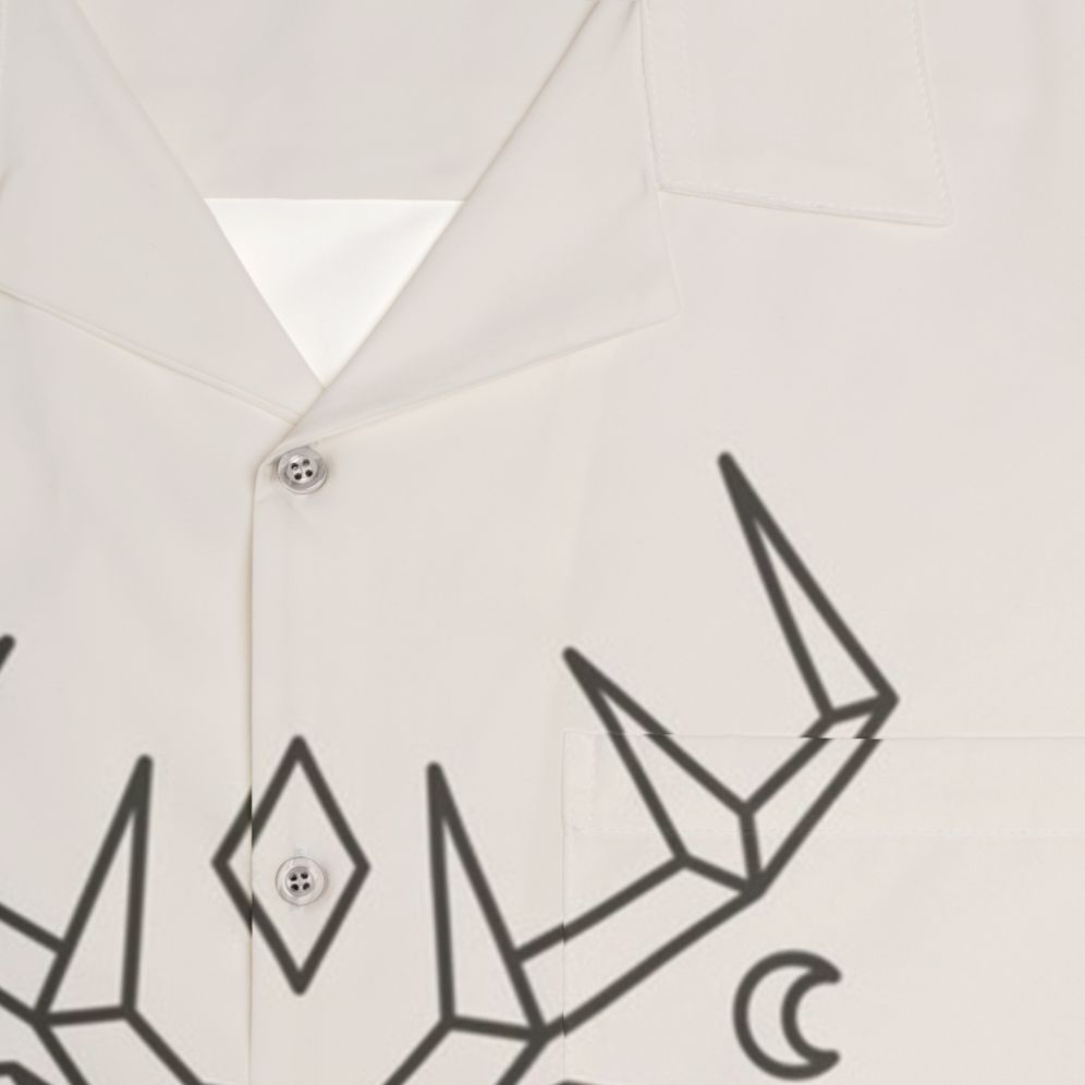 Mystic deer hawaiian shirt with geometric nature inspired design - Detail