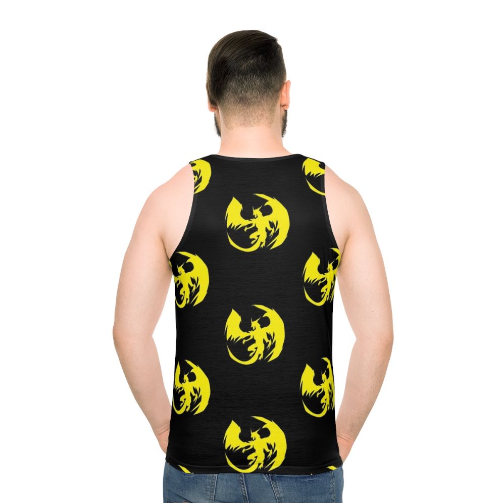 Unisex yellow dragon legendary animal mythical creature tank top - men back