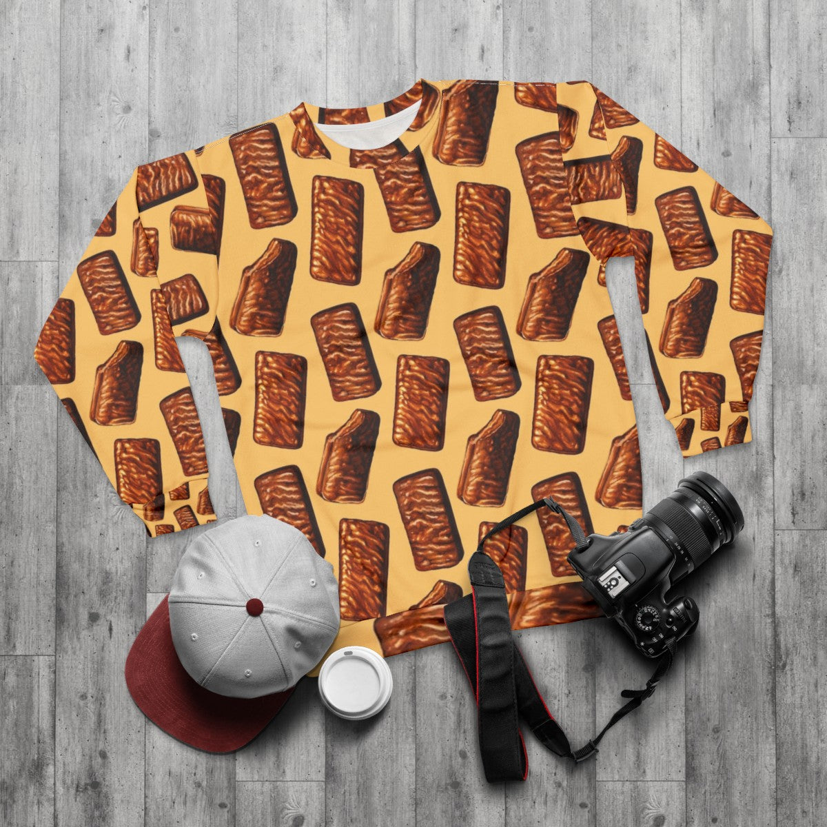 Tim Tam chocolate biscuit pattern sweatshirt - flat lay