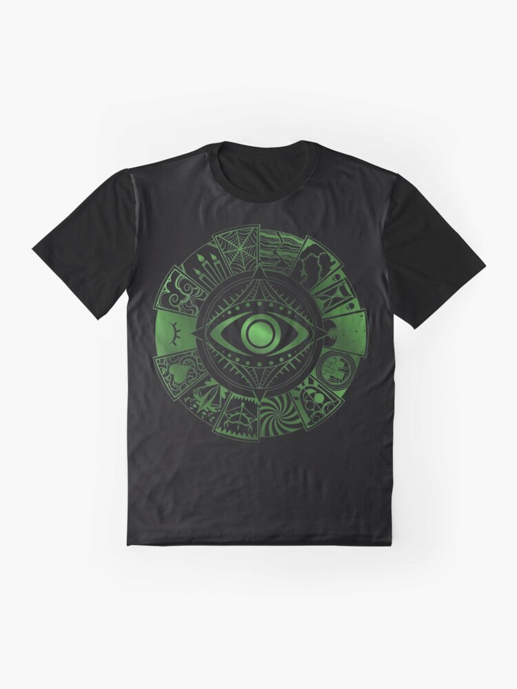 Fears wheel graphic design printed on a t-shirt for men, women, and teens - Flat lay