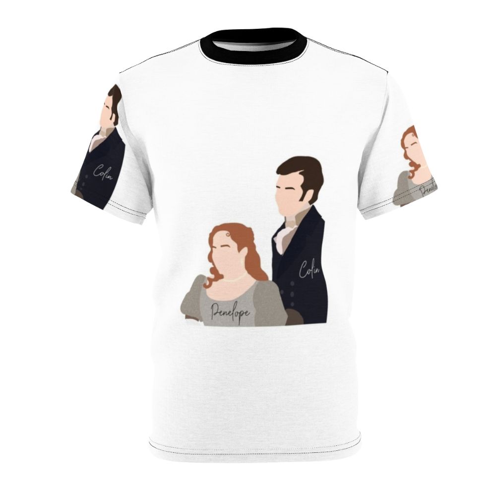 Bridgerton inspired t-shirt featuring Penelope Featherington and Colin Bridgerton from the Netflix series