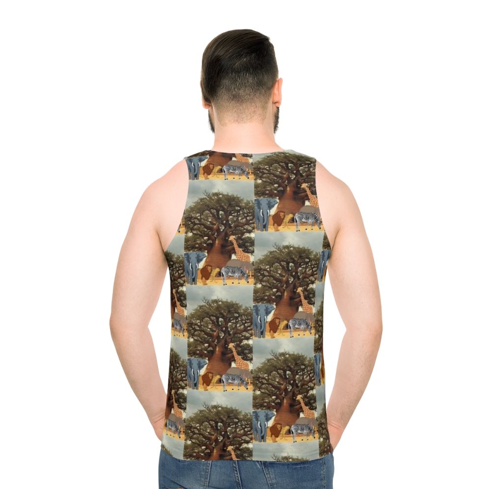 Unisex wildlife boabab tree tank top - men back