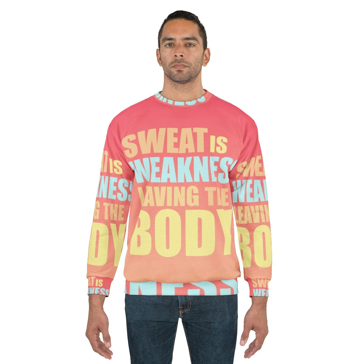 Motivational 'Space Force' sweatshirt with 'Sweat is Weakness Leaving the Body' design - men