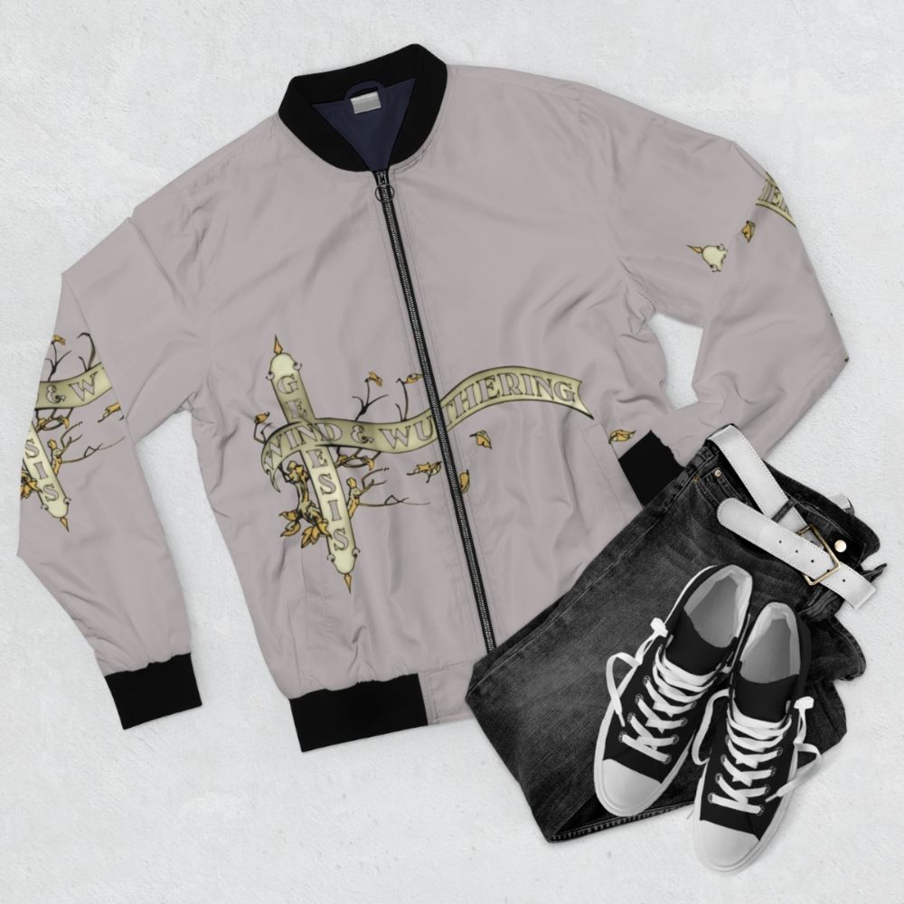 Genesis Wind & Wuthering Bomber Jacket, featuring the iconic album artwork - Flat lay