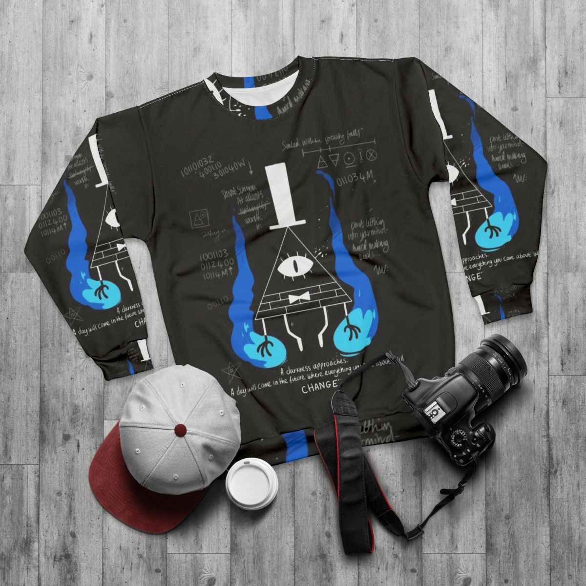 Gravity Falls inspired 'A Darkness Approaches' sweatshirt - flat lay