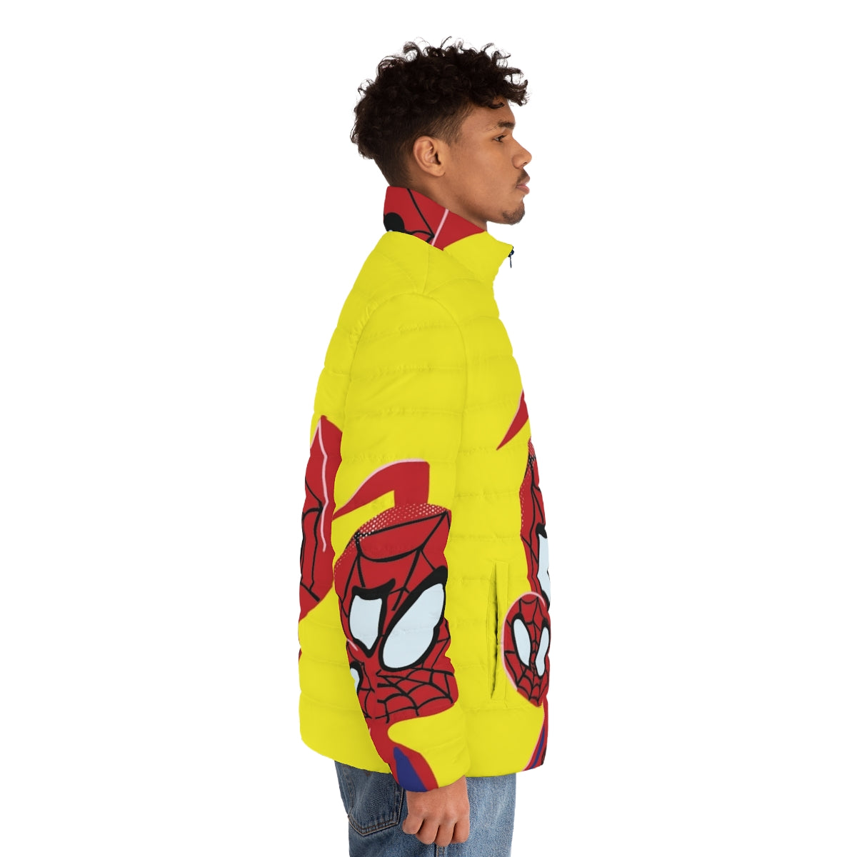 Into the Spiderverse Spider Ham Superhero Puffer Jacket with comic book character design - men side right