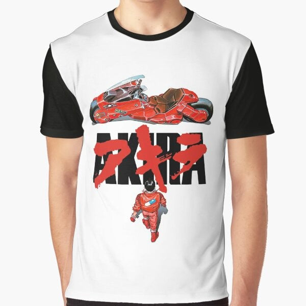 Akira anime Japan retro graphic t-shirt design with cyberpunk and manga influences