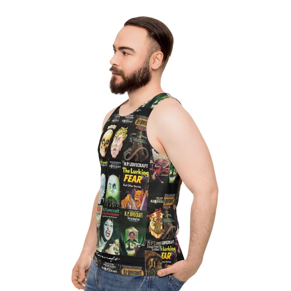 H.P. Lovecraft inspired unisex horror tank top - men side