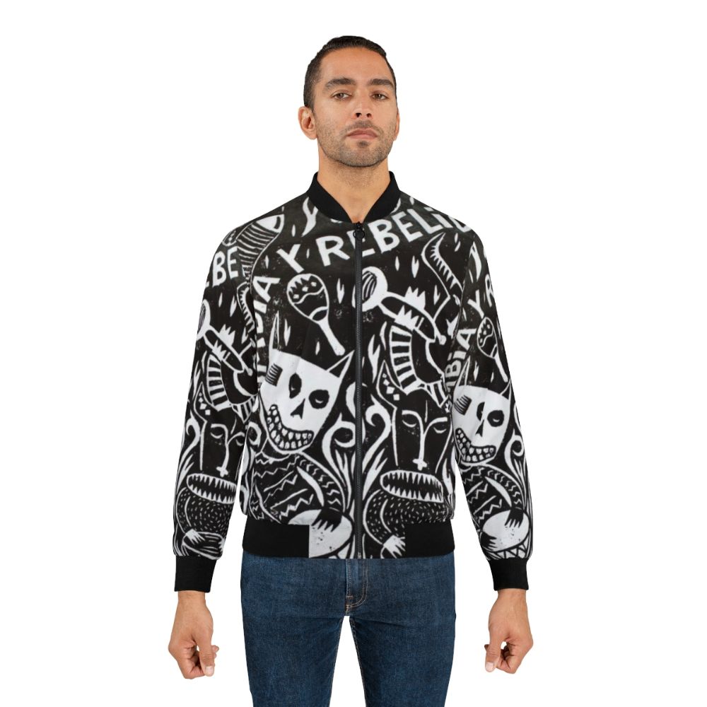 Latin American-inspired bomber jacket with music and cultural elements - Lifestyle