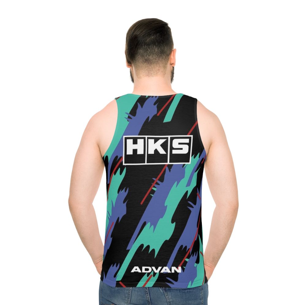 HKS Super Oil Retro Livery Unisex Tank Top - men back