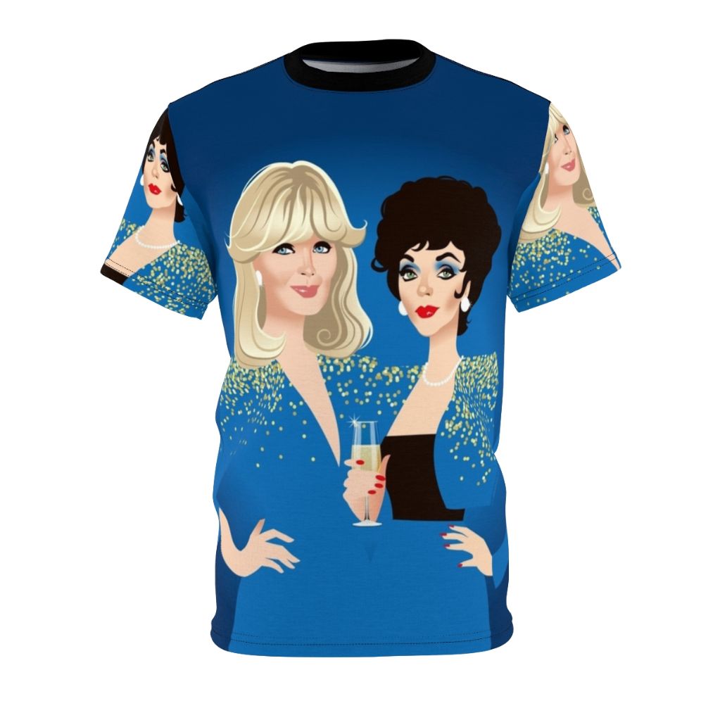 Frenemies AOP T-shirt featuring a Dynasty TV show inspired design by Alejandro Mogollo