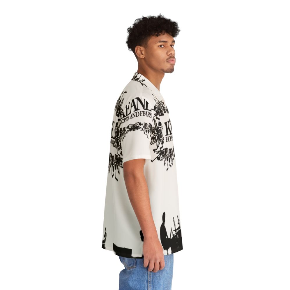 Man wearing tropical Hawaiian shirt with Hopes And Fears design - People Pight