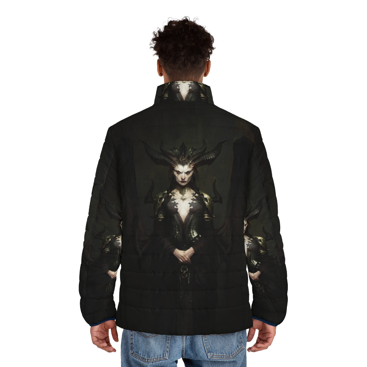 Diablo 4 Booooom Puffer Jacket featuring Lilith, the Prime Evil - men back