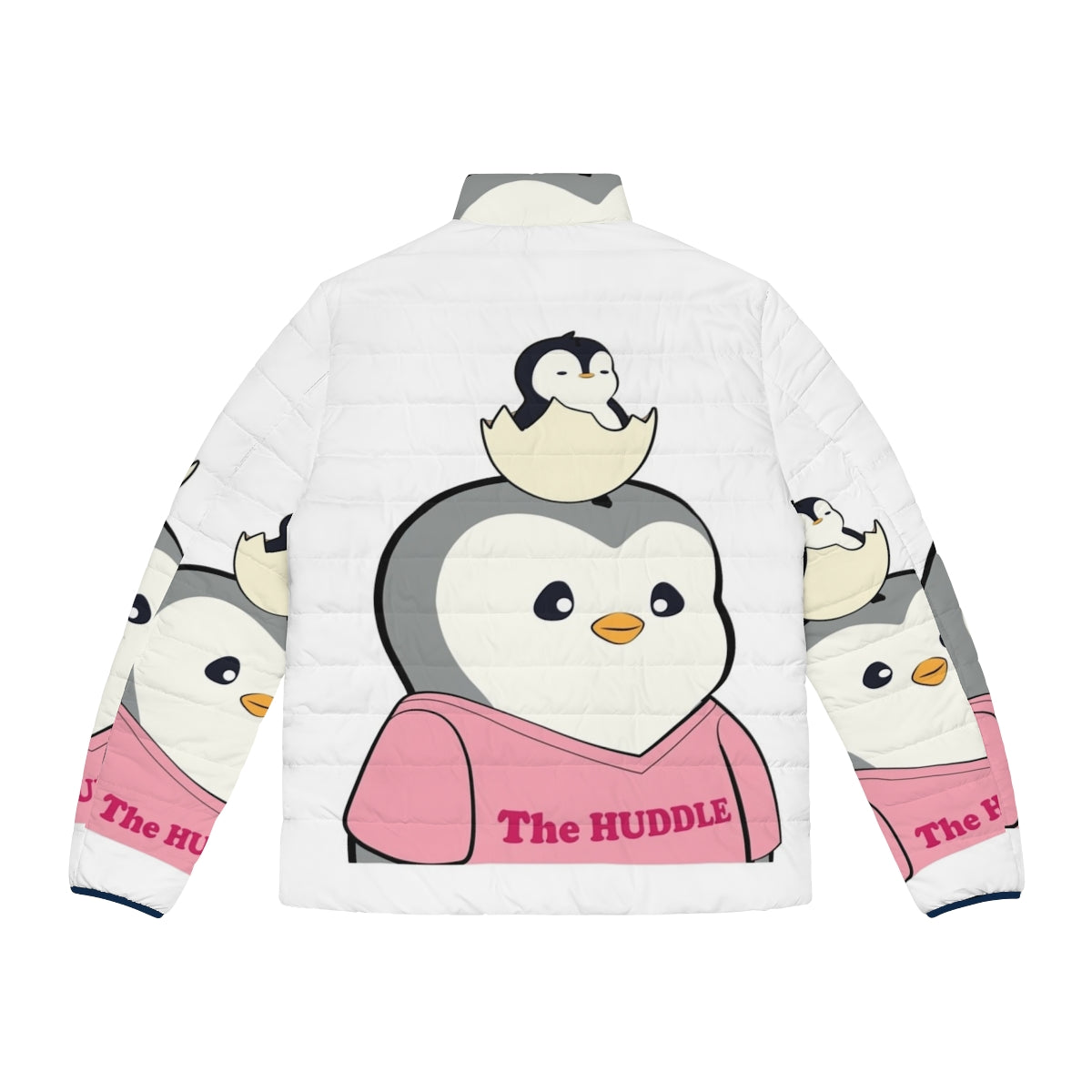 Cartoon Pudgy Penguin NFT Puffer Jacket with Cute Avatar Design - Back