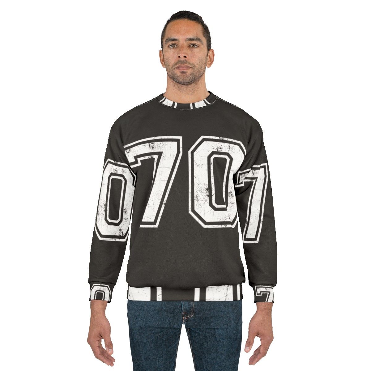 Sports sweatshirt with large number 70 jersey design - men