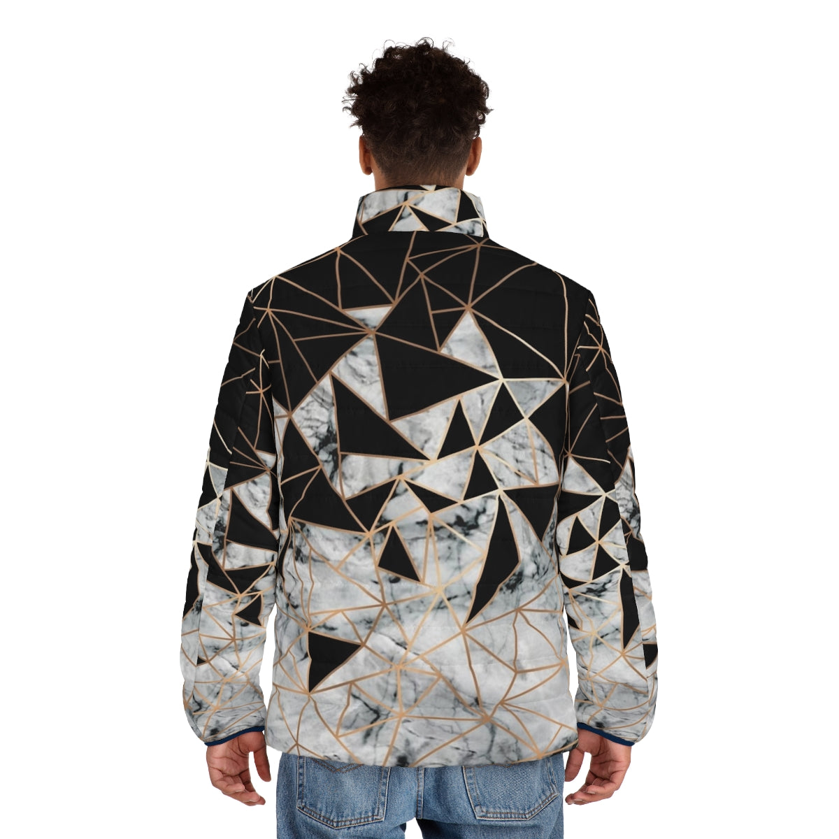 Marble polygon patterned puffer jacket - men back