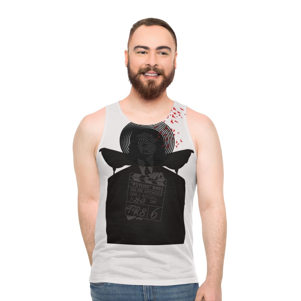 Alfred Hitchcock horror movie themed unisex tank top - men