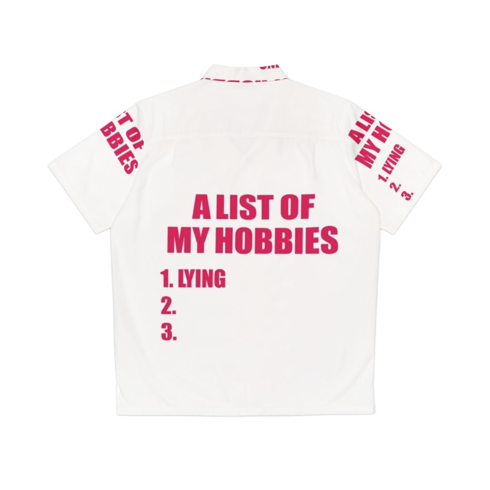 Hawaiian shirt with a list of hobbies print - Back