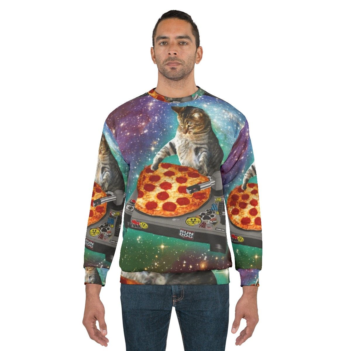 DJ Cat Pizza Graphic Sweatshirt - men