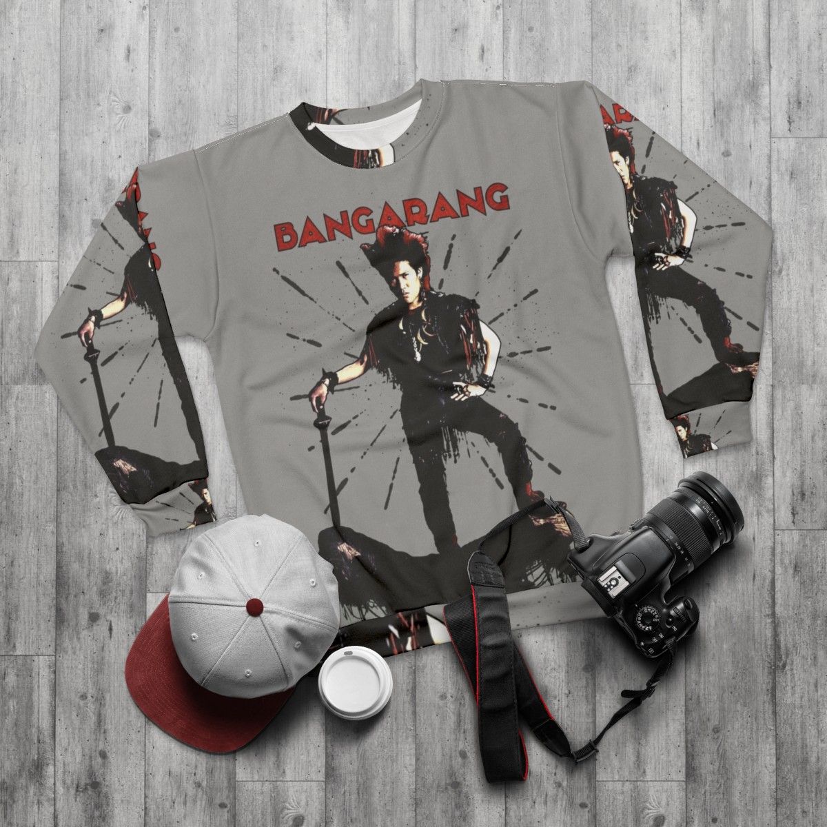 Bangarang Sweatshirt featuring Rufio from the 1991 film Hook - flat lay