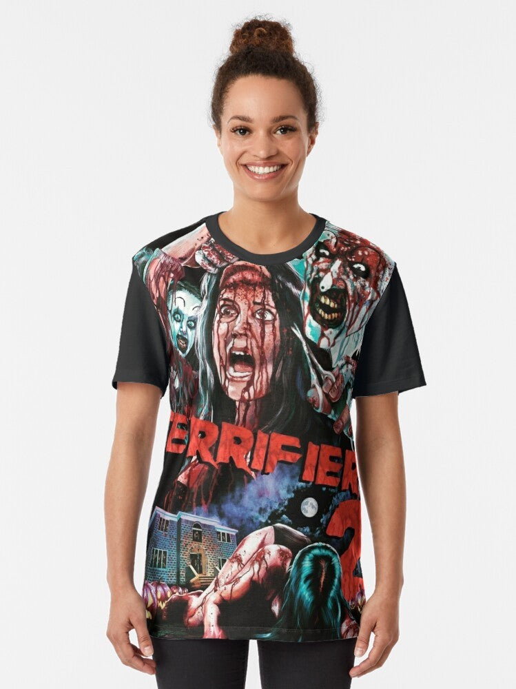 Terrifier 2 horror movie graphic t-shirt with Art the Clown and other characters - Women